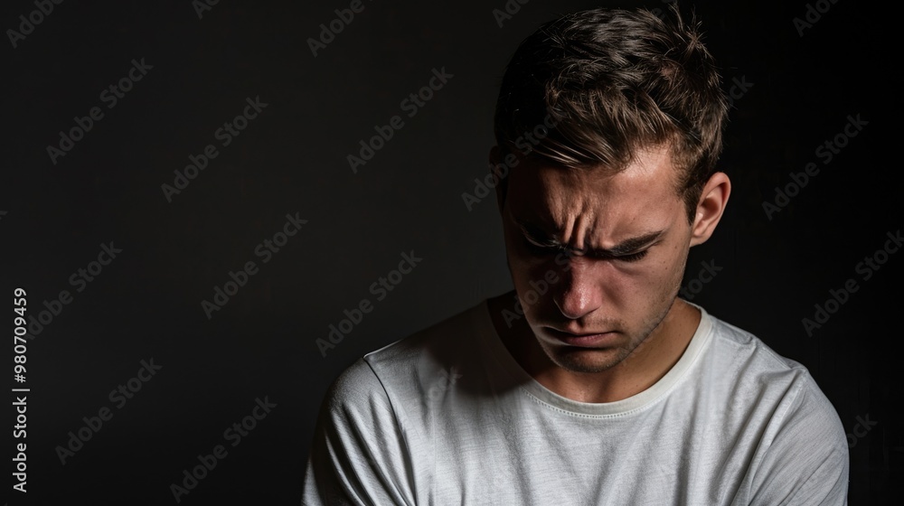 Upset Man on black background. Upset Man on black background.