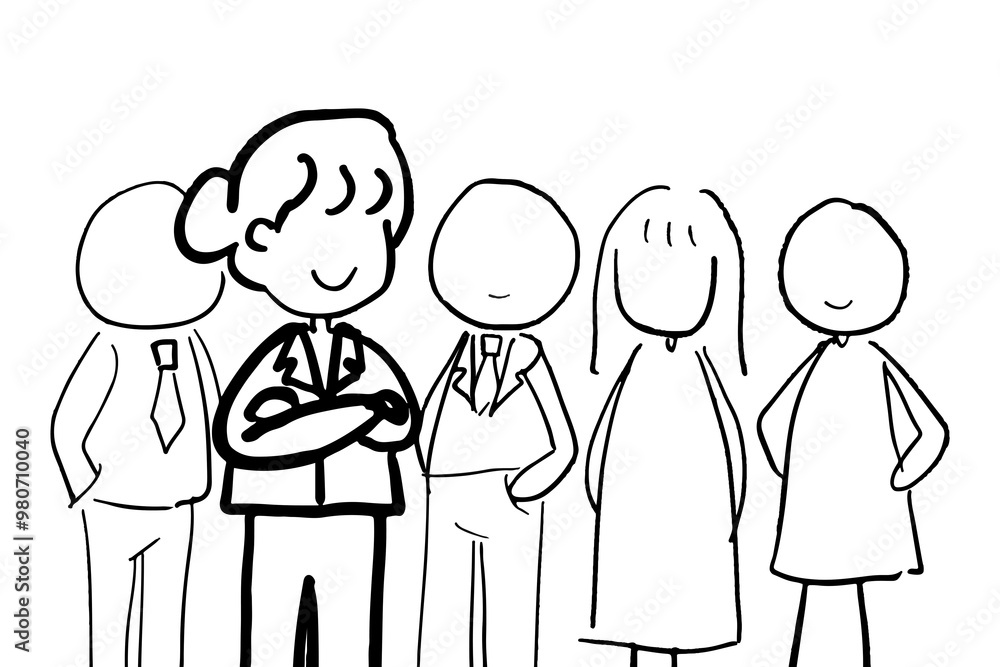PNG business people doodle woman with leadership characters PNG business people doodle woman with leadership characters