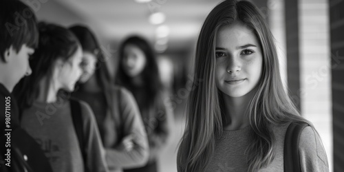 Contemplative Student in Hallway