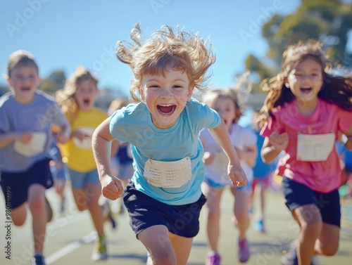 Energetic Schoolchildren Playing Together on a Lively Sports Day