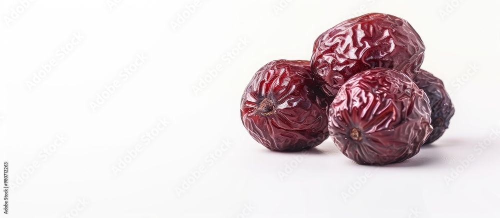 Dried jujube on a white background with copy space image Dried jujube on a white background with copy space image