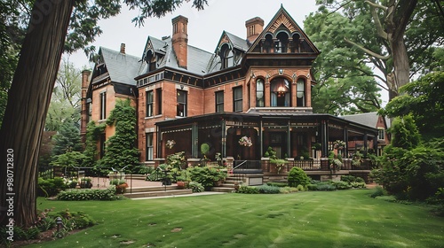 Historic Victorian Mansion with Lush Greenery