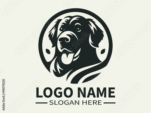 Golden Retriever Logo Design, Golden Retriever Puppy, Golden Retriever Icon, Happy Retriever, Family Dog