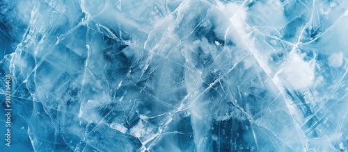 Wallpaper Mural Unique ice pattern on a blue icy surface with white cracks and lines showcasing the frozen Baikal Lake in winter Top view of a flat lay perfect for a copy space image Torontodigital.ca