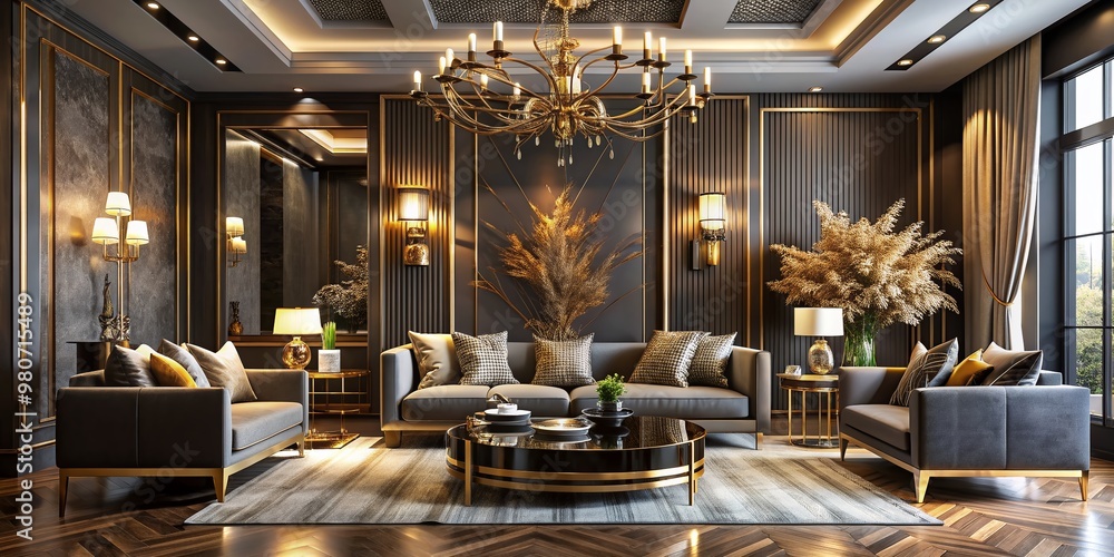 Lavish Opulent metallic and gold accented interior features sleek lines ...
