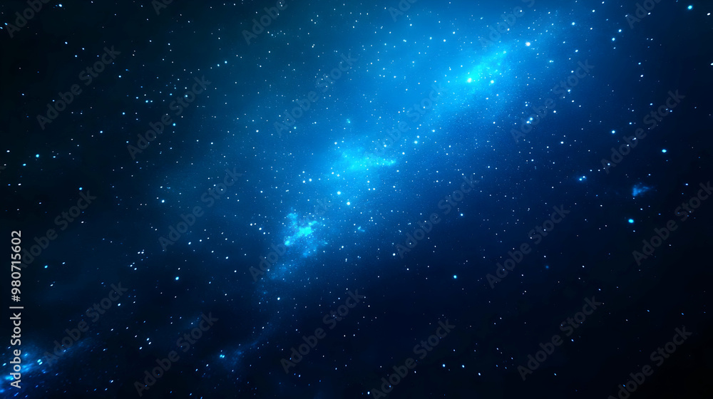Obraz premium Abstract Blue and Black Cosmic Background with Bright White Stars and a Milky Way Effect