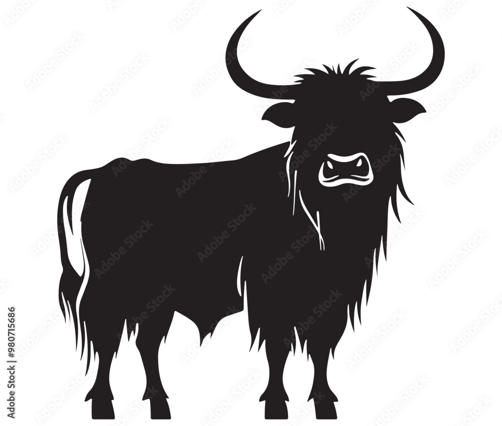 Illustration of a bull Highland cow silhouette vector Illustration of a bull Highland cow silhouette vector