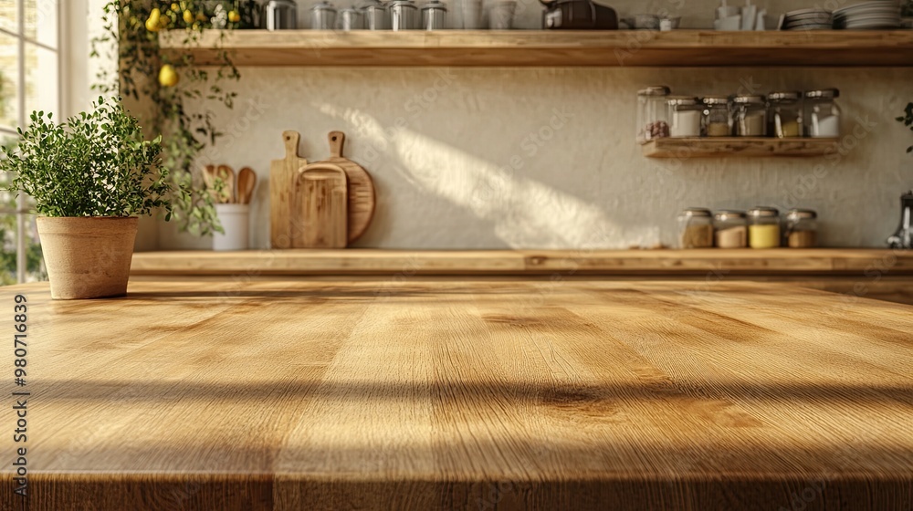 3D render close up blank empty space on beautiful wooden kitchen 3D render close up blank empty space on beautiful wooden kitchen