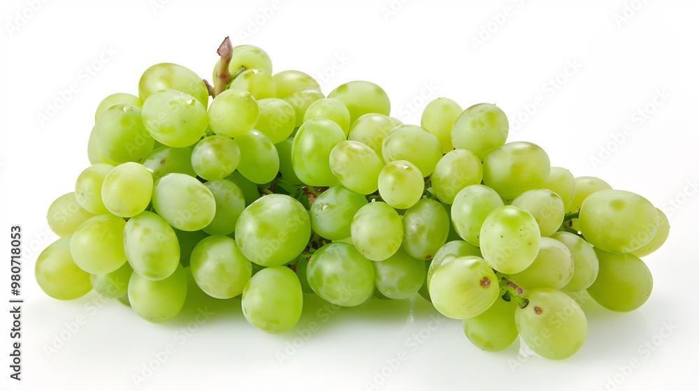 A Bunch of Green Grapes on a White Background A Bunch of Green Grapes on a White Background