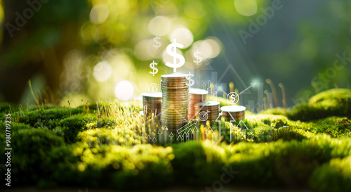 Quadro em tela Saving and financial growth through environmental conservation