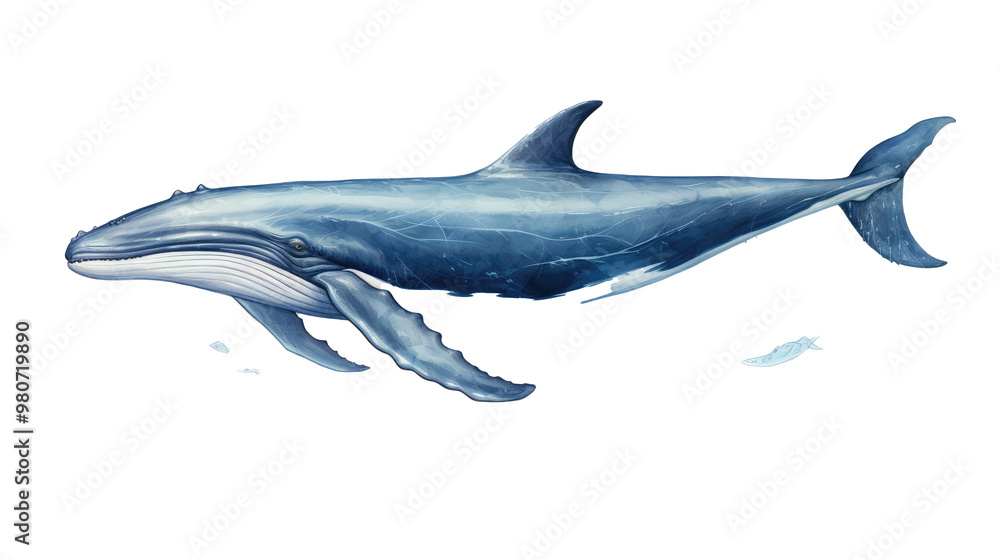 Fototapeta premium Whale swimming in water, blue ocean animal isolated PNG with Transparent Background