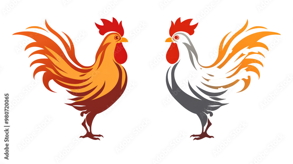 Fototapeta premium rooster and hen