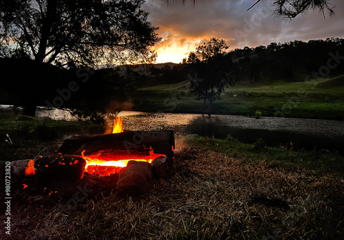 Campfire cooking after dark