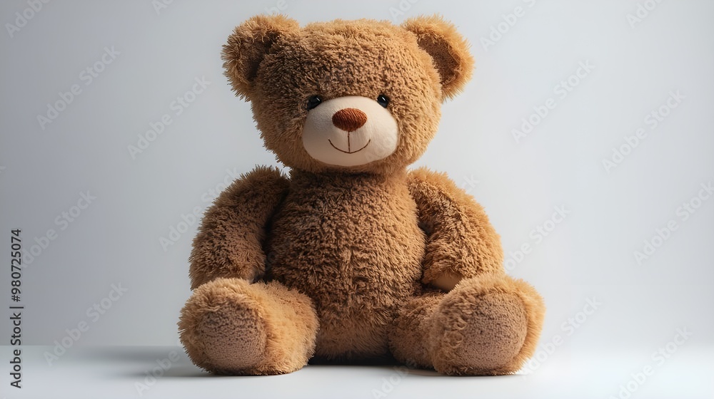 Obraz premium a brown teddy bear sitting on a white surface