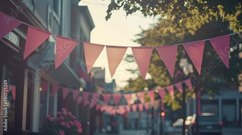 Wallpaper Mural Vibrant Pink Flags Displayed Throughout the Town to Promote Breast Cancer Awareness Month Torontodigital.ca