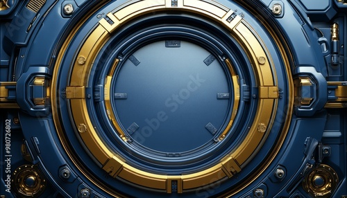 Futuristic Abstract Circular Design with Gold Accents