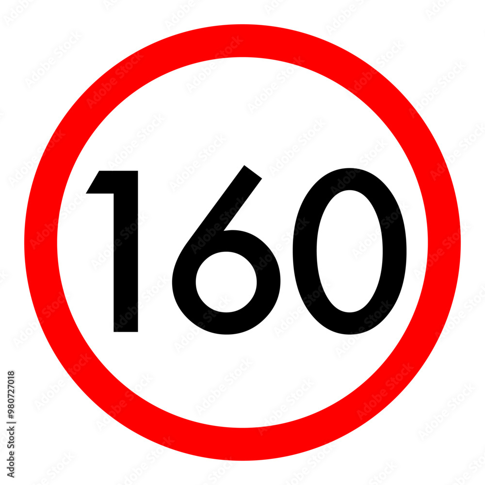 Speed limit 160 round road traffic icon flat design for project Speed limit 160 round road traffic icon flat design for project
