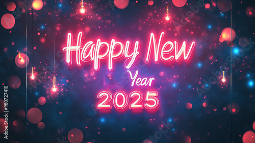 2025 Happy New Year celebration illustration,generated with AI.