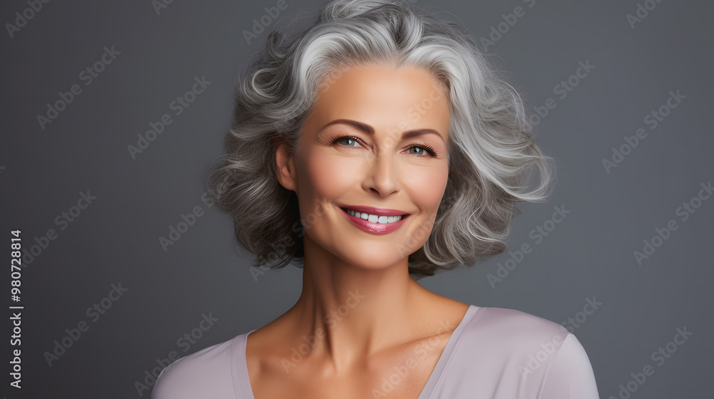 Smiling beautiful mature business woman standing isolated on white background. Neural network ai generated art Smiling beautiful mature business woman standing isolated on white background. Neural network ai generated art