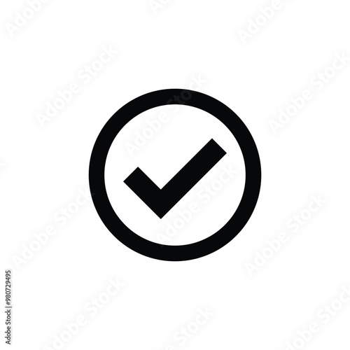 Checkmark Icon Inside a Circle, Approval or Done Symbols