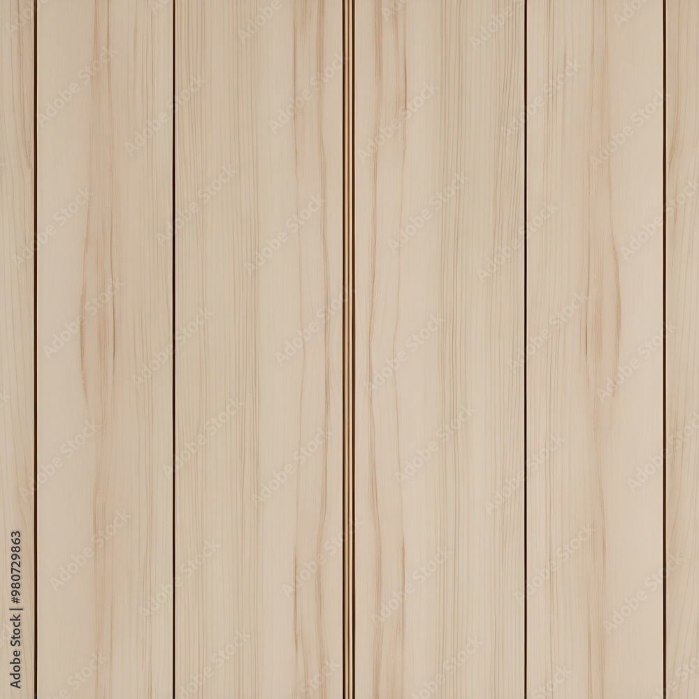 Obraz premium close-up view of a wooden surface with a vertical seam running down the center. The wood has a light, natural finish with visible grain patterns that add texture and depth.