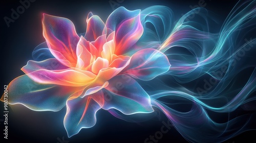 3D rendering of blooming flowers