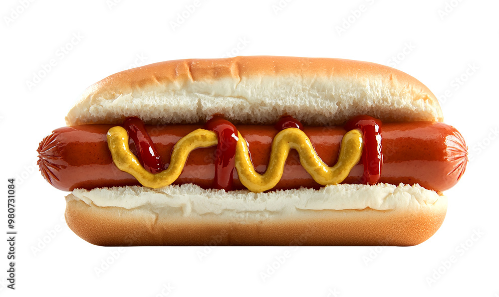 Hot dog with ketchup and mustard, PNG format Hot dog with ketchup and mustard, PNG format