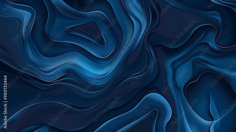 Obraz premium Blue abstract background with wavy lines. Vector illustration