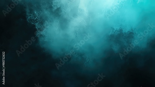 A captivating blend of teal and black smoke creates an abstract atmosphere, ideal for backgrounds or artistic projects.