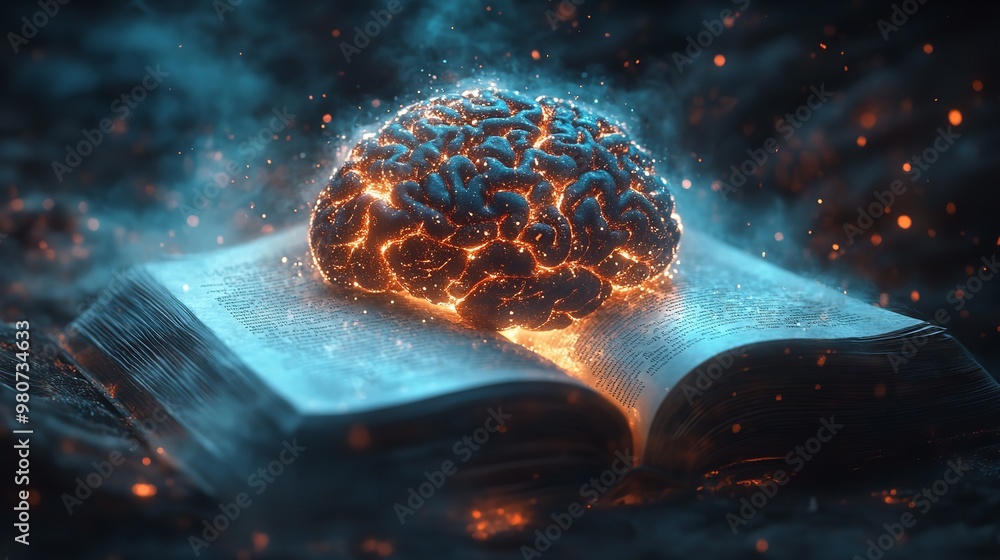 A brain with bright glowing neural connections, artificial intelligent A brain with bright glowing neural connections, artificial intelligent
