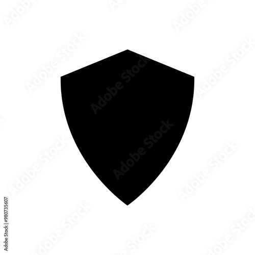 Shield flat black color icon.