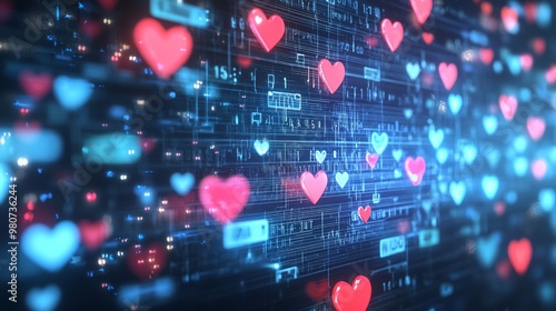Expressive Digital Love: Abstract Screen Messaging Romance with Heart Emojis