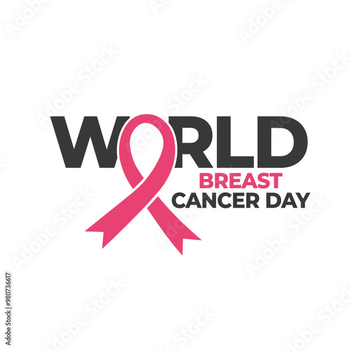 Pink ribbon to World Breast Cancer Awareness month. Bright Brest Cancer medical Post. Vector illustration.
