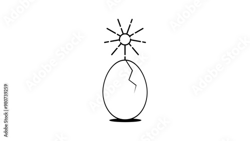 Incubator emblem, egg and light, black isolated silhouette