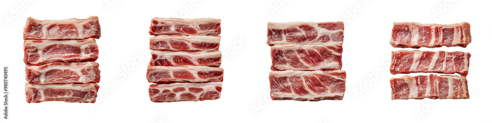 set of A Korean samgyeopsal pork belly, arranged on a transparent background png set of A Korean samgyeopsal pork belly, arranged on a transparent background png