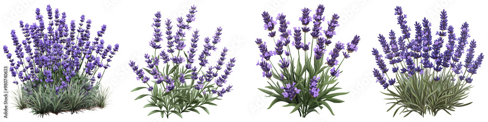 set of A Lavender flower bush, floral decoration for wedding or romance design elements isolated on a transparent background set of A Lavender flower bush, floral decoration for wedding or romance design elements isolated on a transparent background