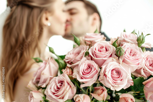 Romantic best day Just Married couple celebration wedding Day, Generative AI illustration photo