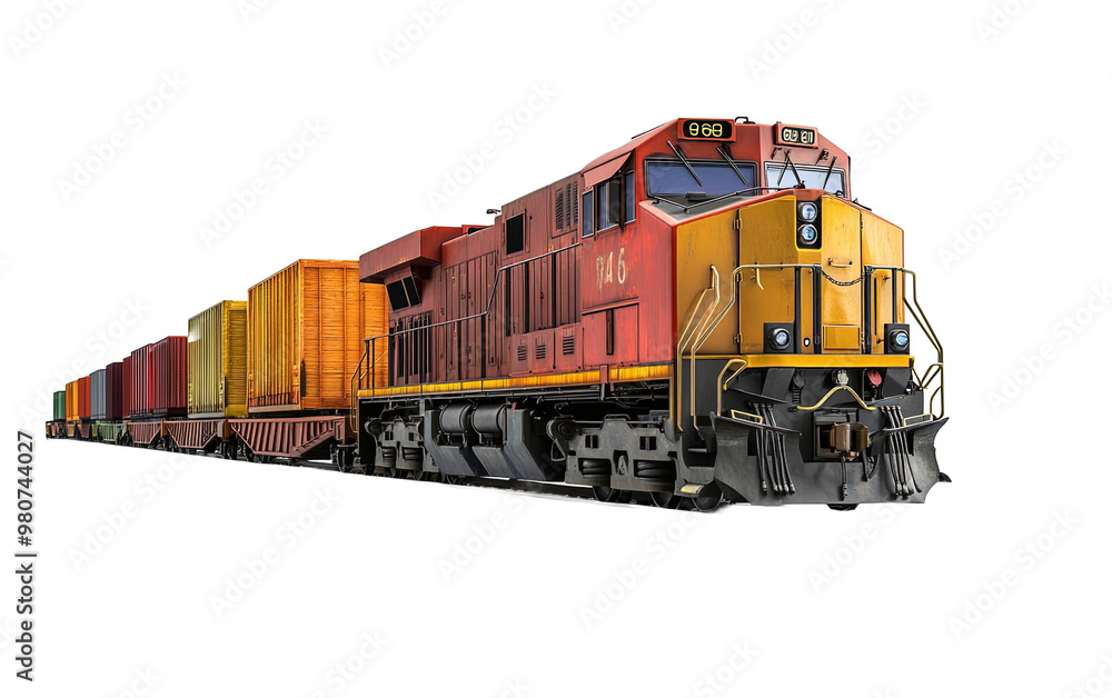 Freight train isolated on white or transparent background