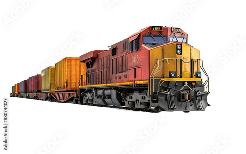 Freight train isolated on white or transparent background