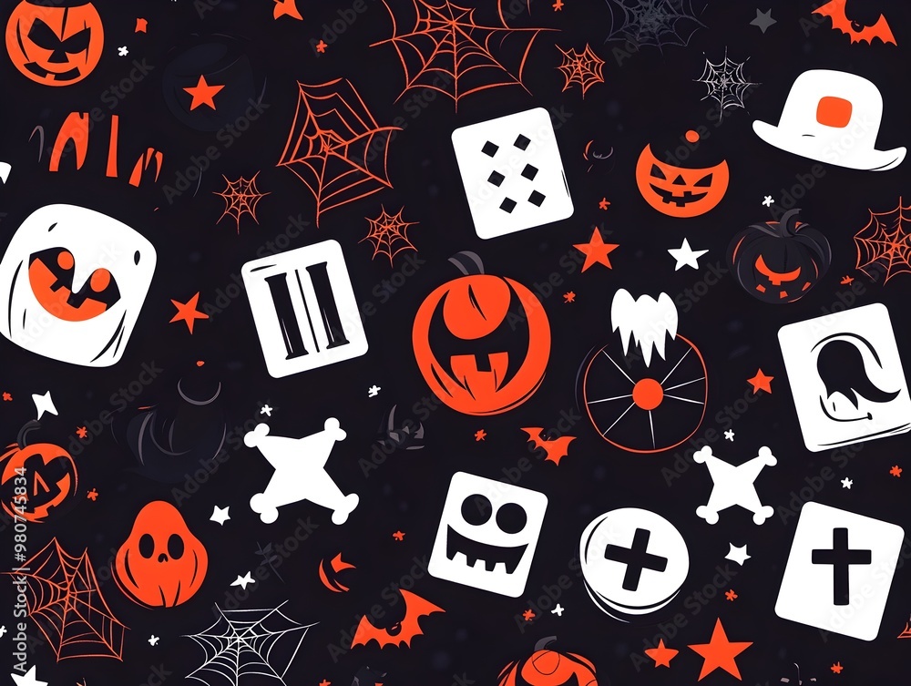Minimalist Geometric Halloween Bingo Game Digital