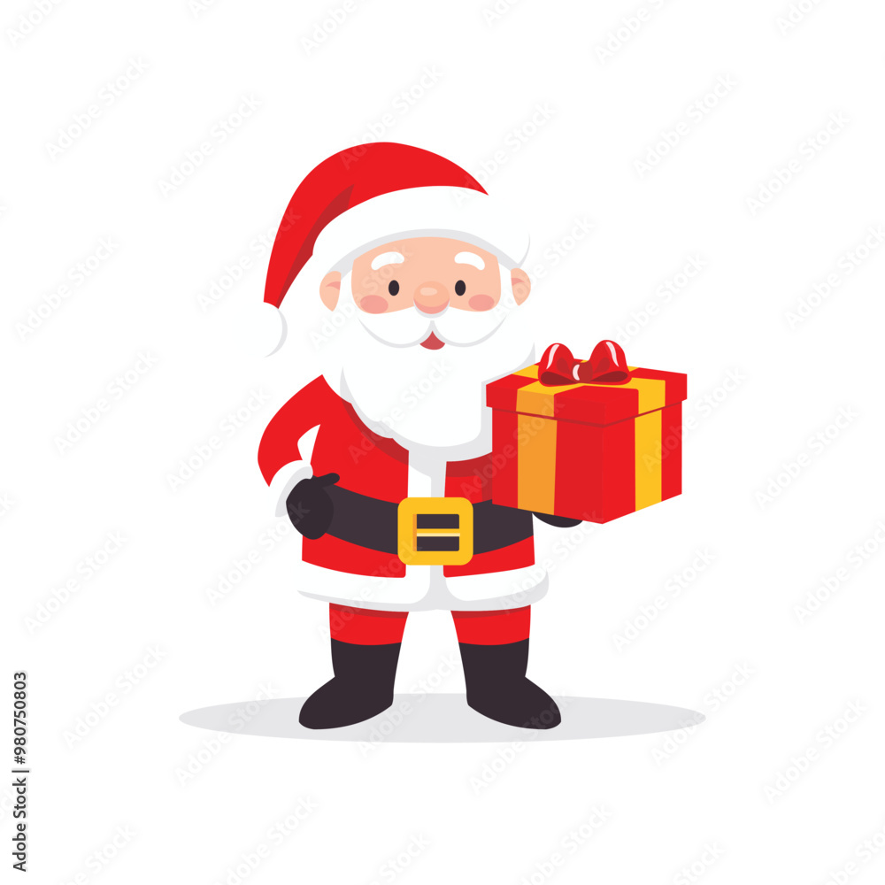 Cute Santa Claus with gift box vector illustration Cute Santa Claus with gift box vector illustration