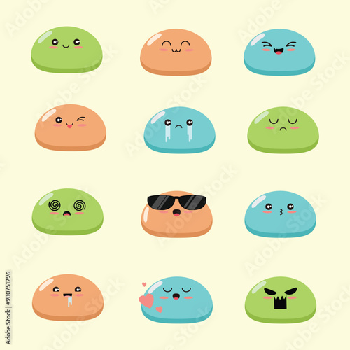 Cute mochi character expression or emoji
