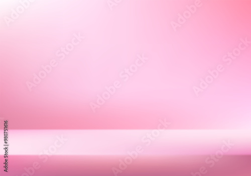 Pink studio background. Space for selling products on the website. Pink Background Empty Room Studio with table. Vector illustration.