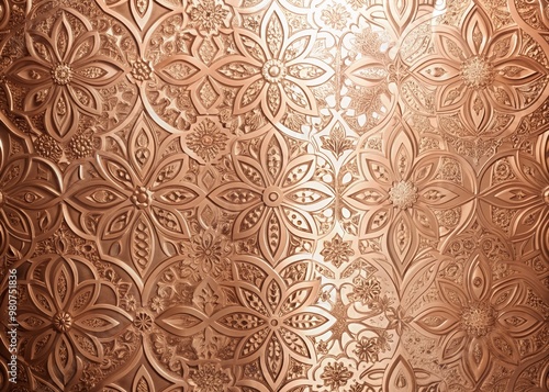 Luxurious rose gold foil paper decorative texture background with intricate patterns and subtle shimmer, perfect for artwork, special design, and creative wallpaper decoration.