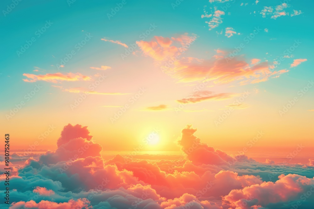 Colorful sky at sunrise and sunset no birds panoramic view Colorful sky at sunrise and sunset no birds panoramic view
