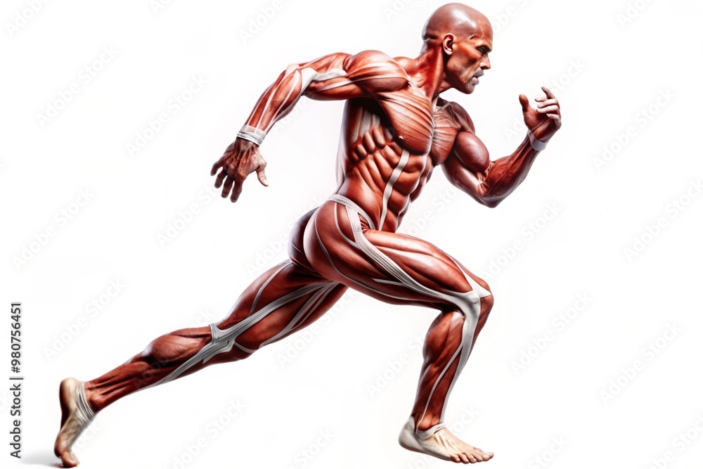 Anatomical Illustration of Muscular System Depicting Human Body in Motion for Educational and Medical Purposes Anatomical Illustration of Muscular System Depicting Human Body in Motion for Educational and Medical Purposes