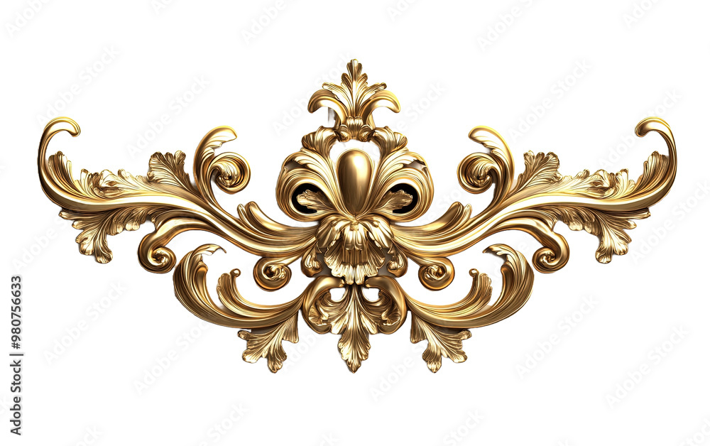 Gold baroque ornament element isolated on white or transparent background Gold baroque ornament element isolated on white or transparent background