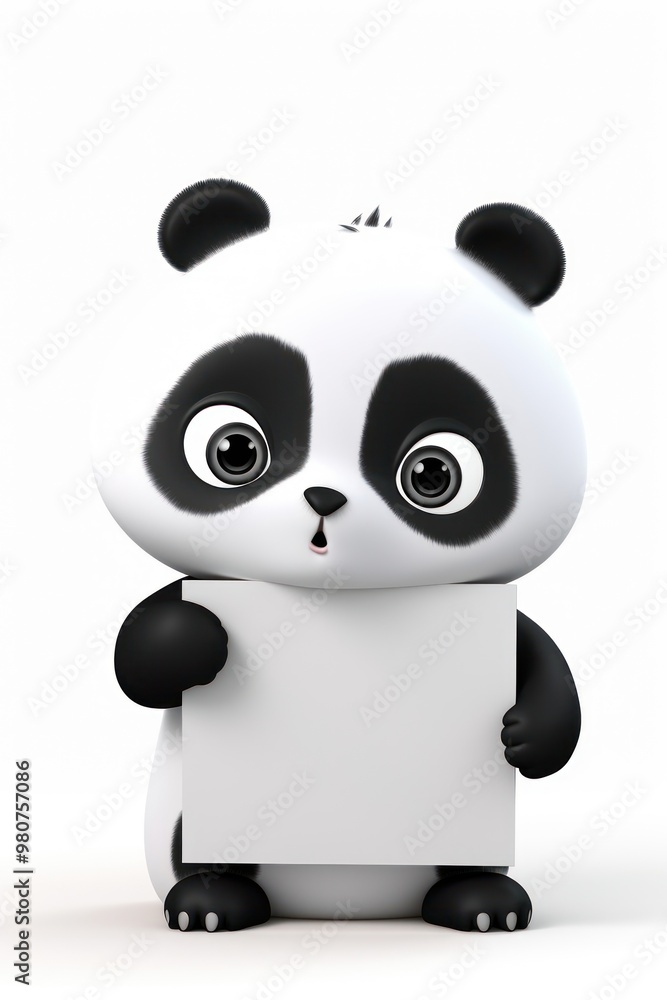 Obraz premium Sad panda standing white cute.