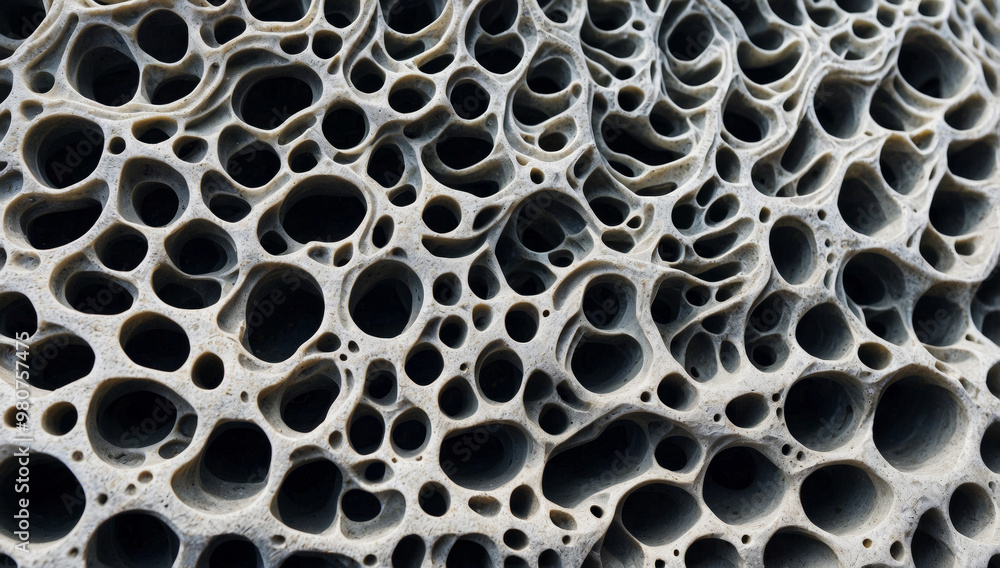 Detail view of a natural porous surface with many holes Detail view of a natural porous surface with many holes