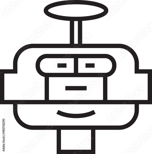 Robot Head Line Avatar